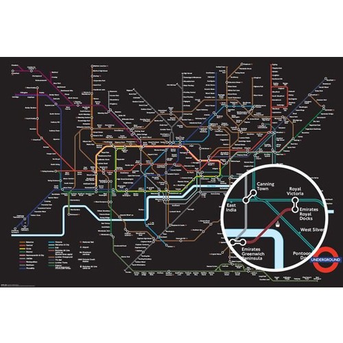GN0872 런던지하철 블랙맵 (91x61)